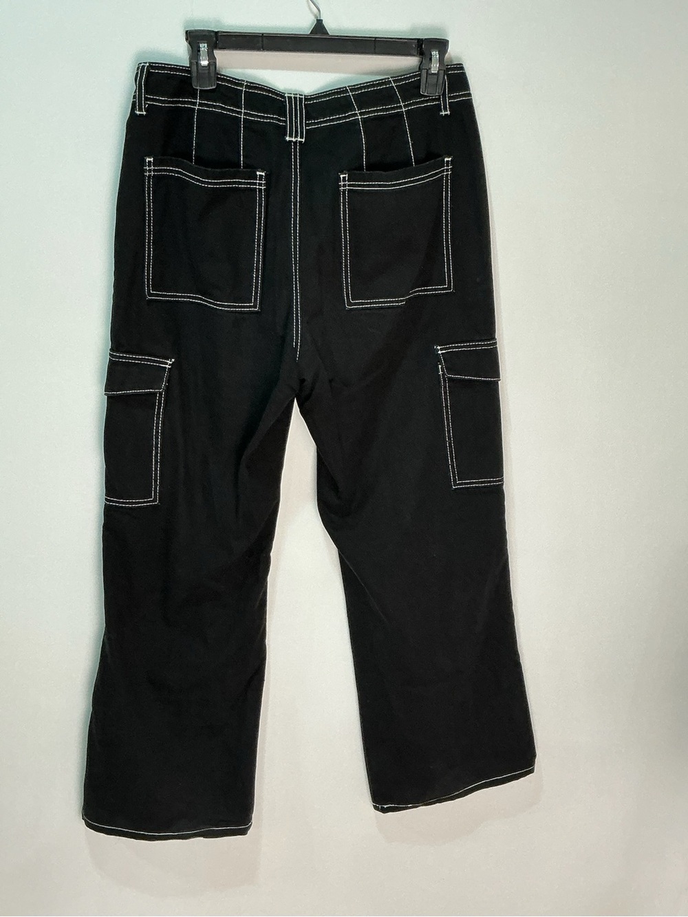 Forever 21 Black Cargo Pants with White Contrast Stitching - Picture 4 of 5
